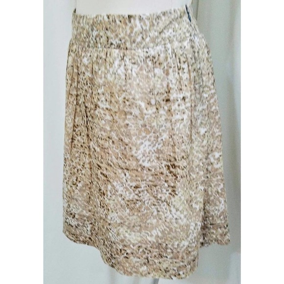 ANN TAYLOR LOFT Brown Beige Watercolor Leopard Animal Print Cotton Skirt 10 - Picture 3 of 6